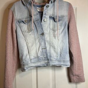 Wallflower Women’s Authentic Denim Jacket The Dreamer Fit Hooded Sz Medium Pink
